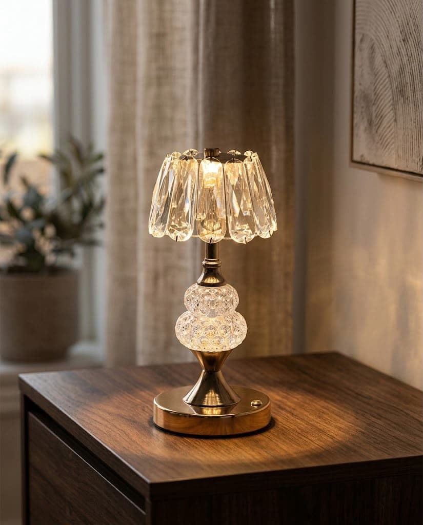 Botanical Gilded Crystal Accent Table Lamp