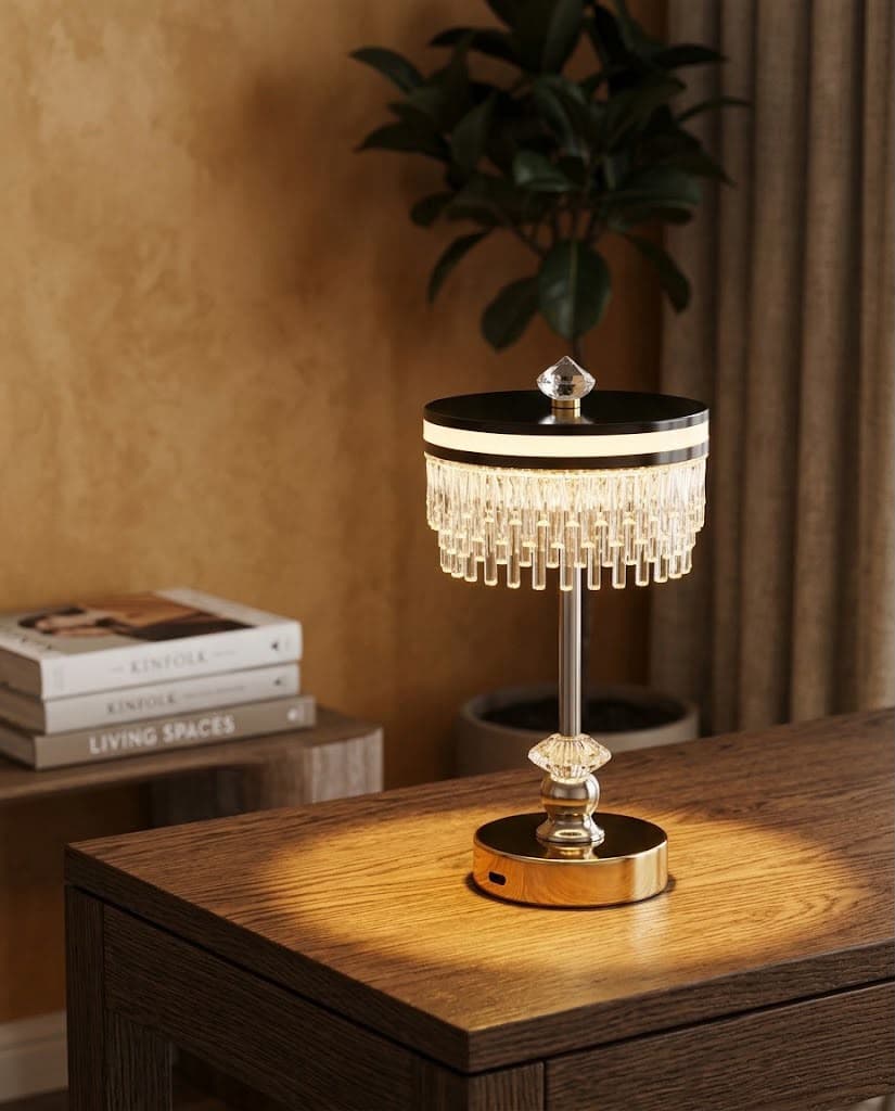 Modern Chandelier-Style Crystal Cordless Lamp